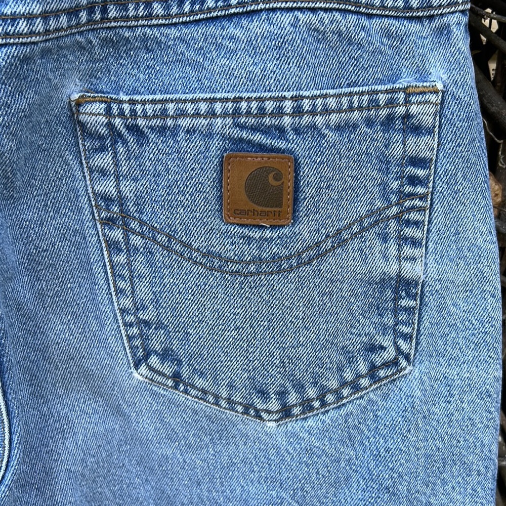 Men's Carhartt Relaxed Fit Denim Work Pants Light Wash 38x32 dungarees - Picture 8 of 10